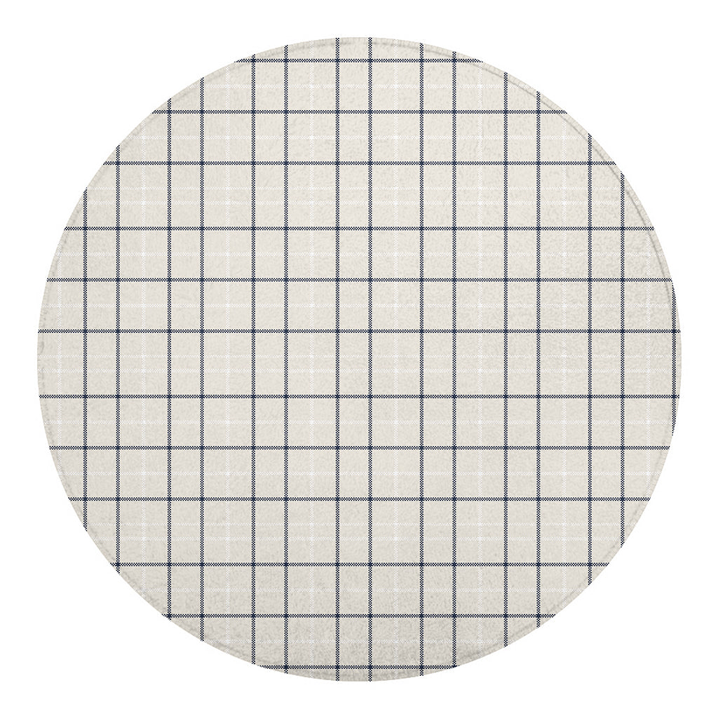 Beige Tattersall Pattern Print Round Blanket