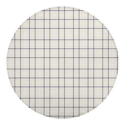 Beige Tattersall Pattern Print Round Blanket
