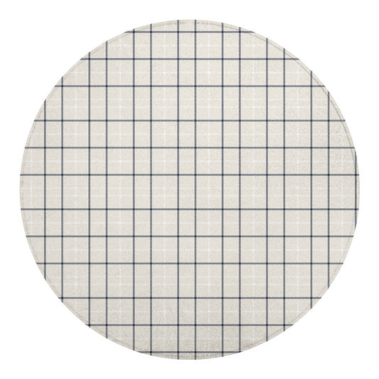 Beige Tattersall Pattern Print Round Blanket