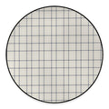 Beige Tattersall Pattern Print Round Floor Mat