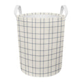 Beige Tattersall Pattern Print Round Laundry Basket