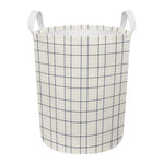 Beige Tattersall Pattern Print Round Laundry Basket