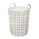 Beige Tattersall Pattern Print Round Laundry Basket