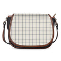 Beige Tattersall Pattern Print Saddle Bag