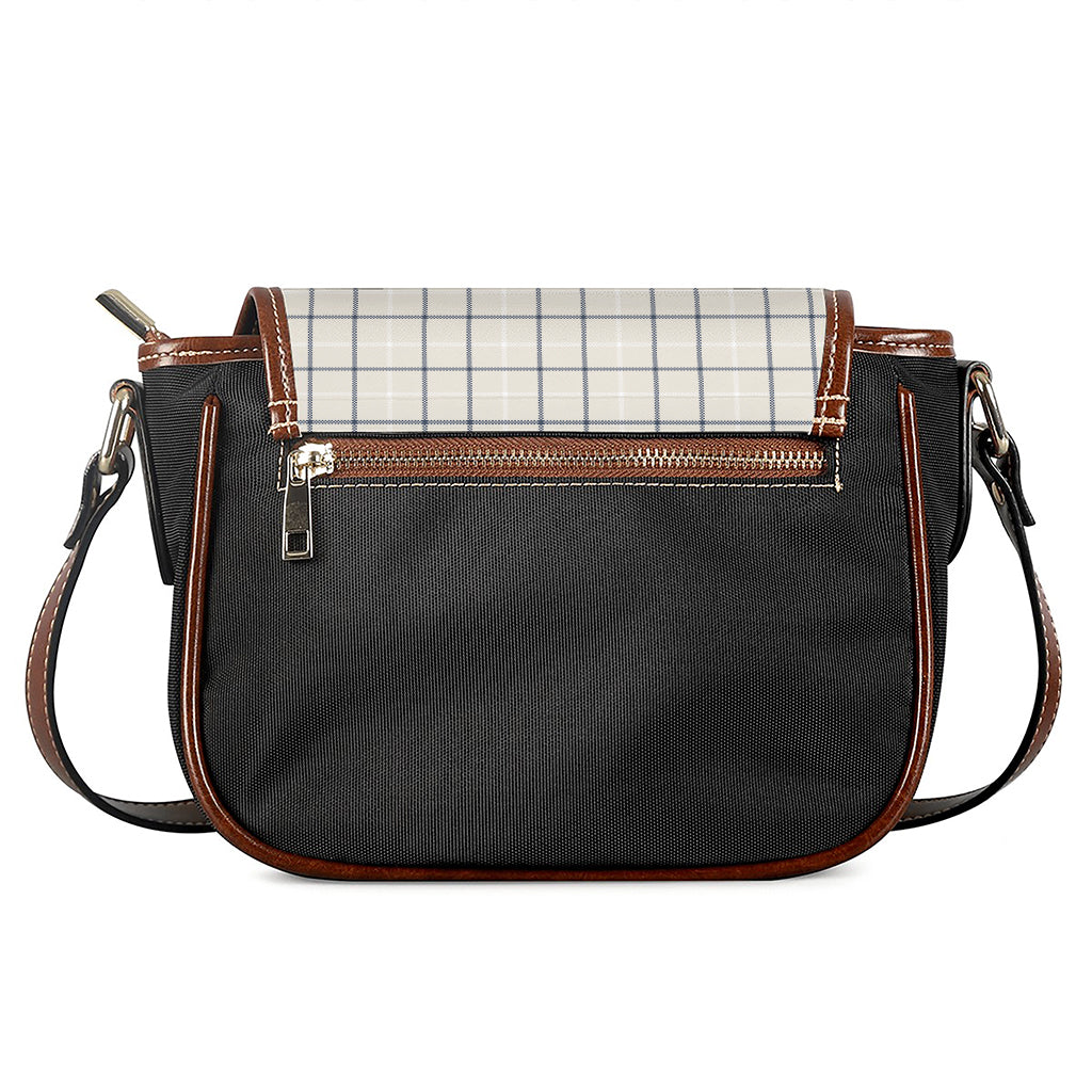 Beige Tattersall Pattern Print Saddle Bag