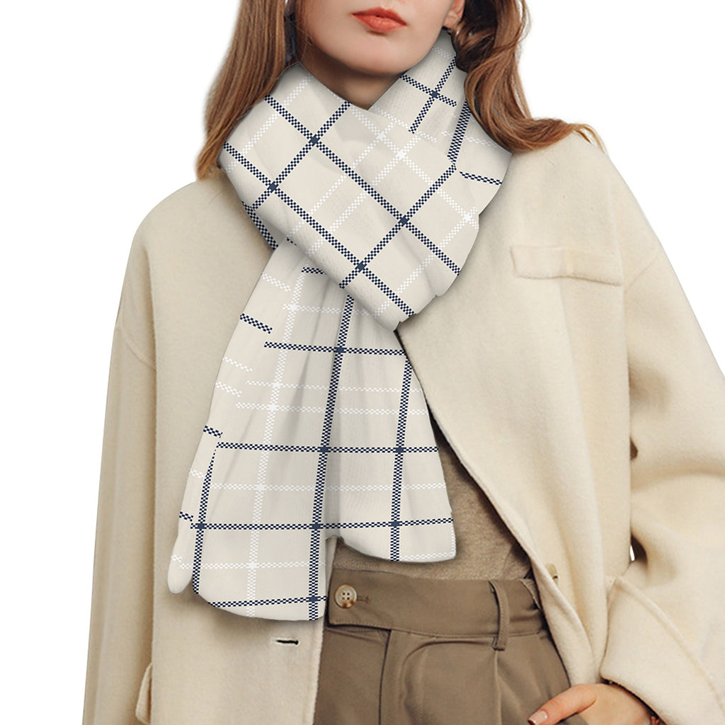 Beige Tattersall Pattern Print Scarf