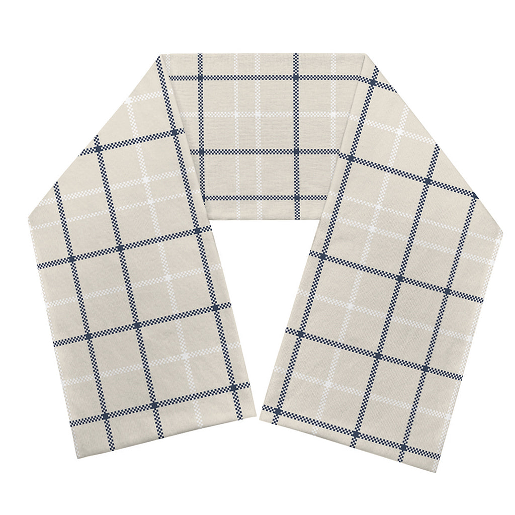 Beige Tattersall Pattern Print Scarf