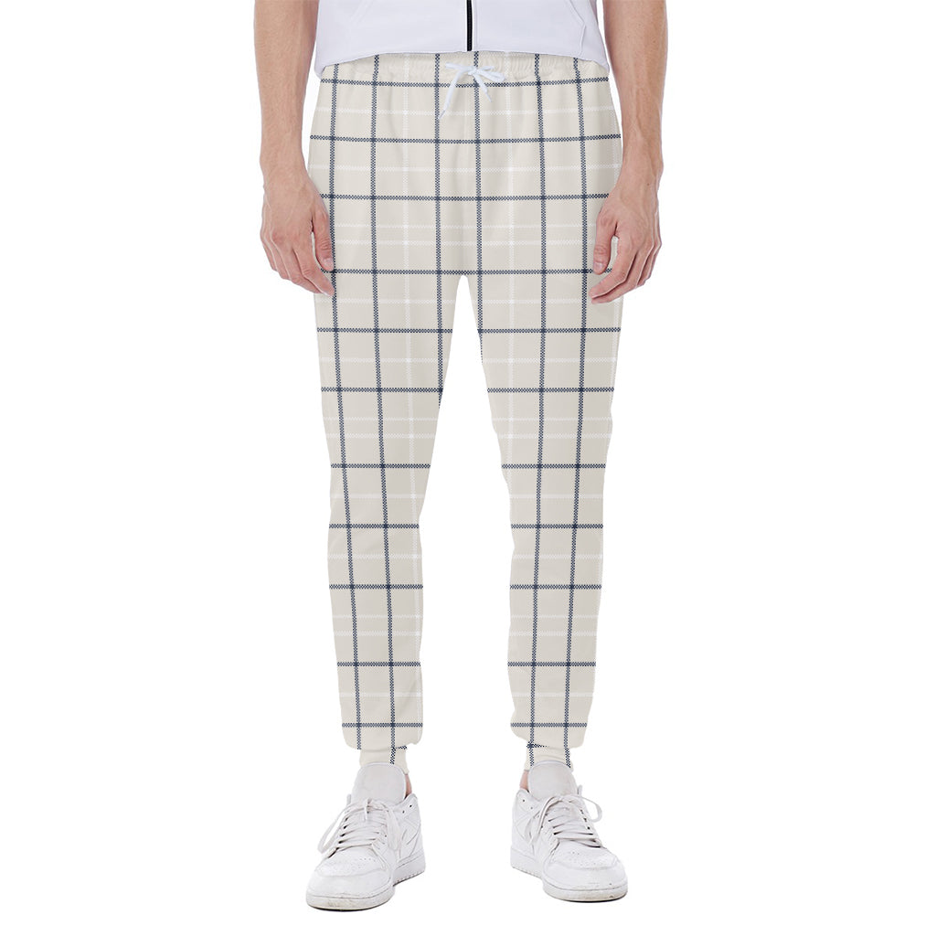Beige Tattersall Pattern Print Scuba Joggers