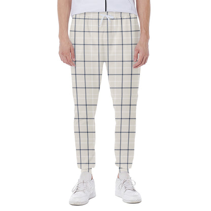 Beige Tattersall Pattern Print Scuba Joggers