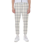 Beige Tattersall Pattern Print Scuba Joggers