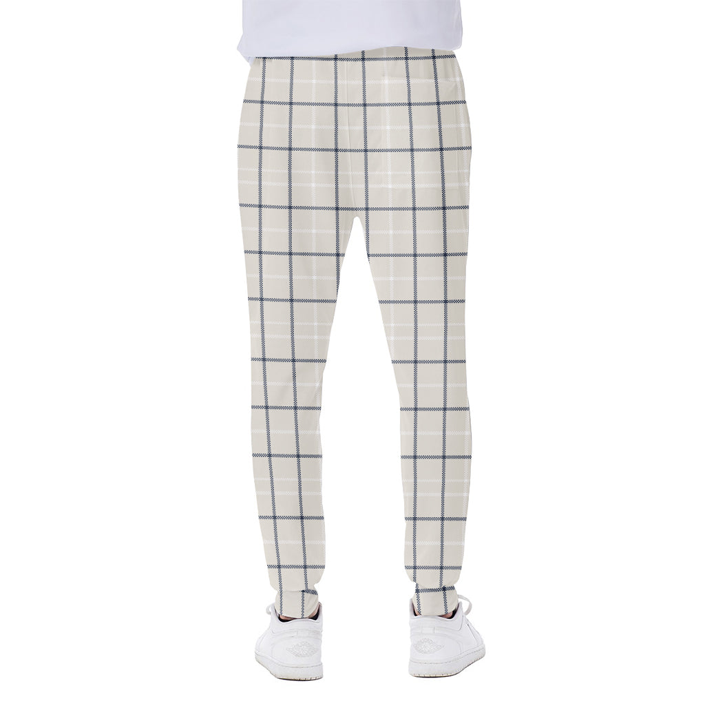 Beige Tattersall Pattern Print Scuba Joggers