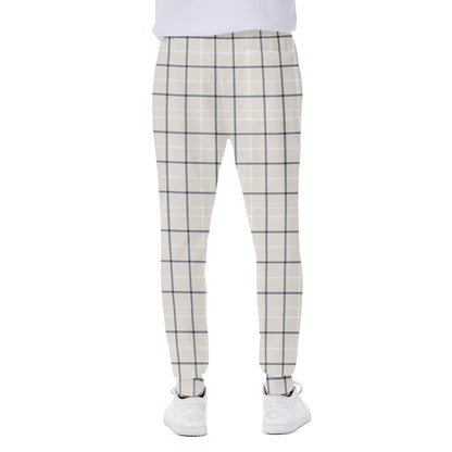 Beige Tattersall Pattern Print Scuba Joggers