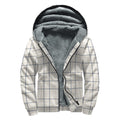 Beige Tattersall Pattern Print Sherpa Lined Zip Up Hoodie