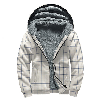 Beige Tattersall Pattern Print Sherpa Lined Zip Up Hoodie