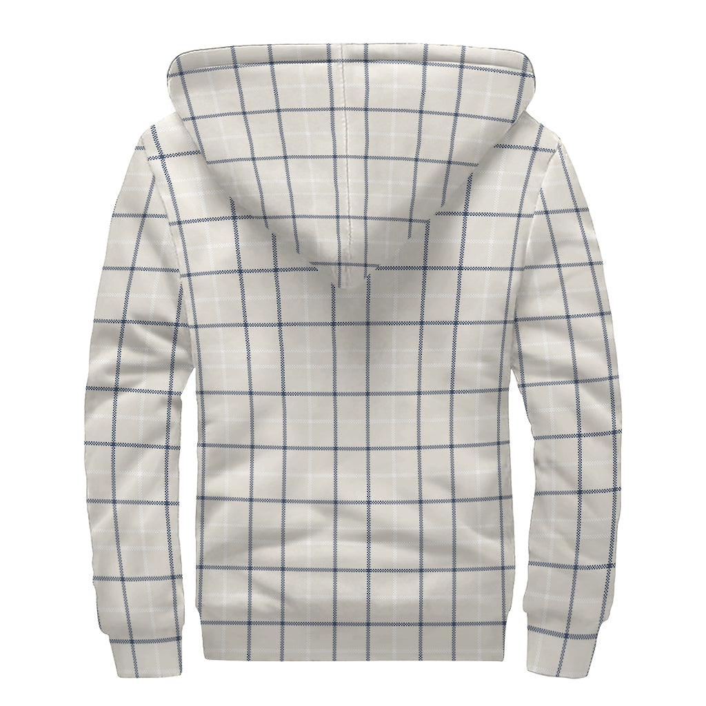 Beige Tattersall Pattern Print Sherpa Lined Zip Up Hoodie