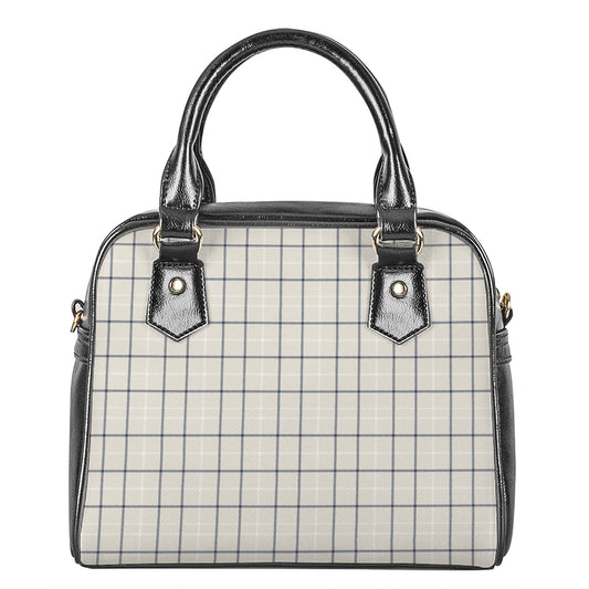 Beige Tattersall Pattern Print Shoulder Handbag