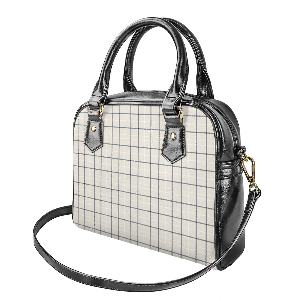 Beige Tattersall Pattern Print Shoulder Handbag