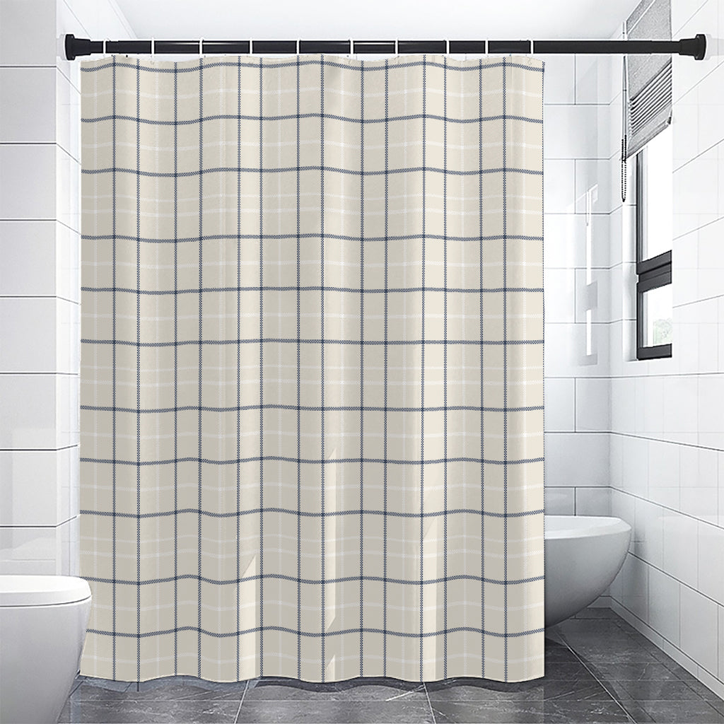 Beige Tattersall Pattern Print Shower Curtain