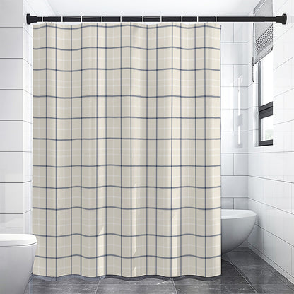 Beige Tattersall Pattern Print Shower Curtain