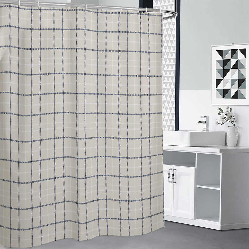 Beige Tattersall Pattern Print Shower Curtain