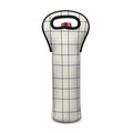 Beige Tattersall Pattern Print Single Neoprene Wine Tote