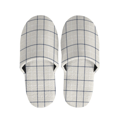 Beige Tattersall Pattern Print Slippers
