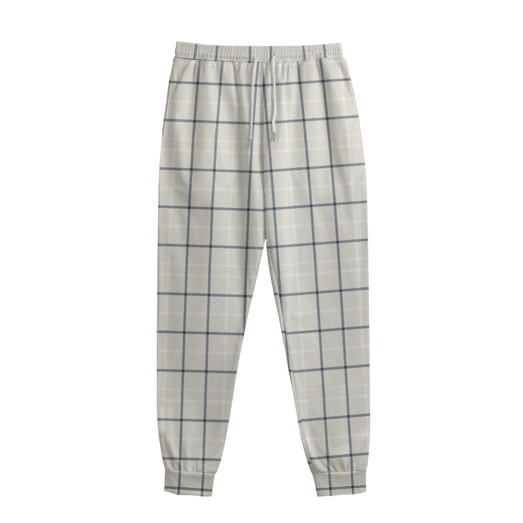 Beige Tattersall Pattern Print Sweatpants