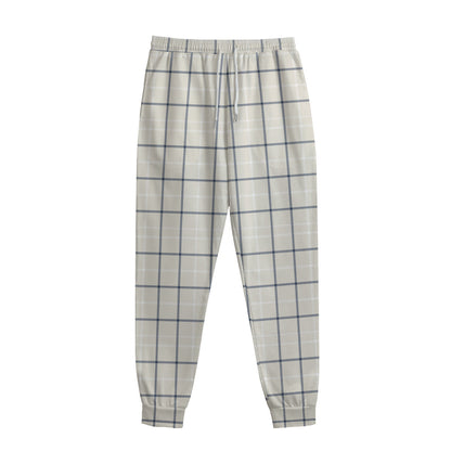 Beige Tattersall Pattern Print Sweatpants