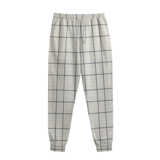 Beige Tattersall Pattern Print Sweatpants