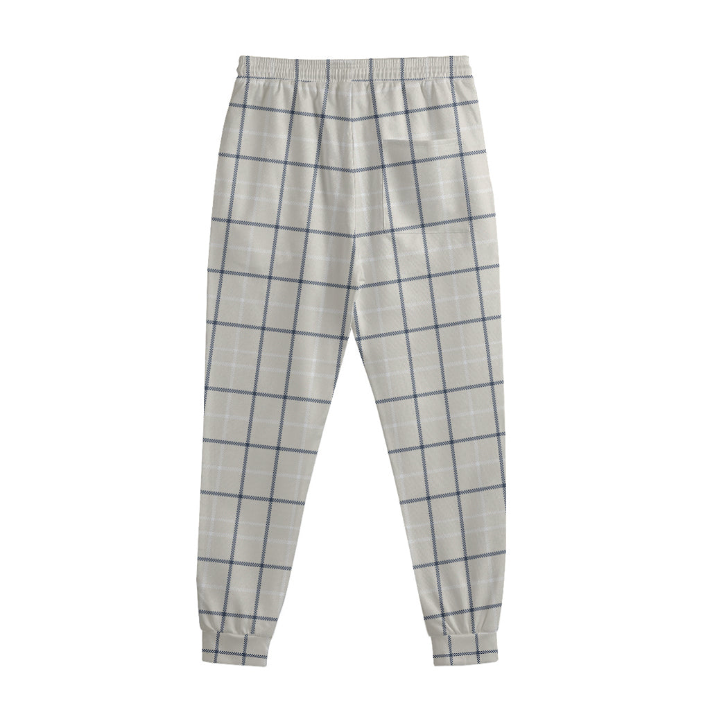 Beige Tattersall Pattern Print Sweatpants
