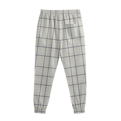 Beige Tattersall Pattern Print Sweatpants