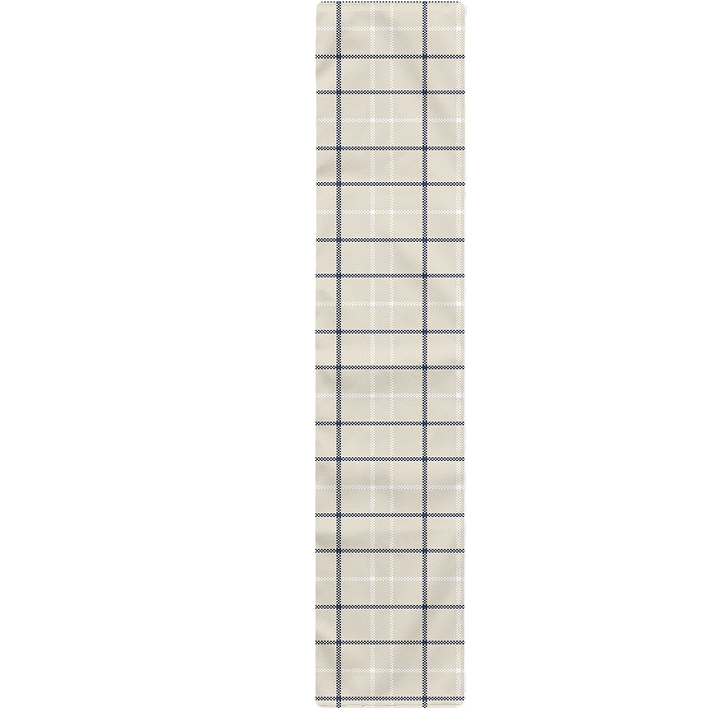Beige Tattersall Pattern Print Table Runner