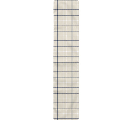 Beige Tattersall Pattern Print Table Runner