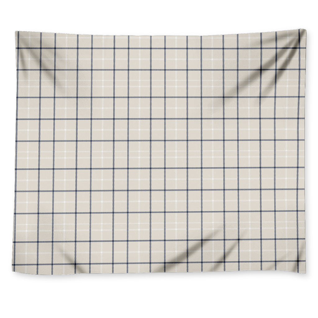 Beige Tattersall Pattern Print Tapestry