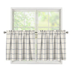 Beige Tattersall Pattern Print Tier Curtains