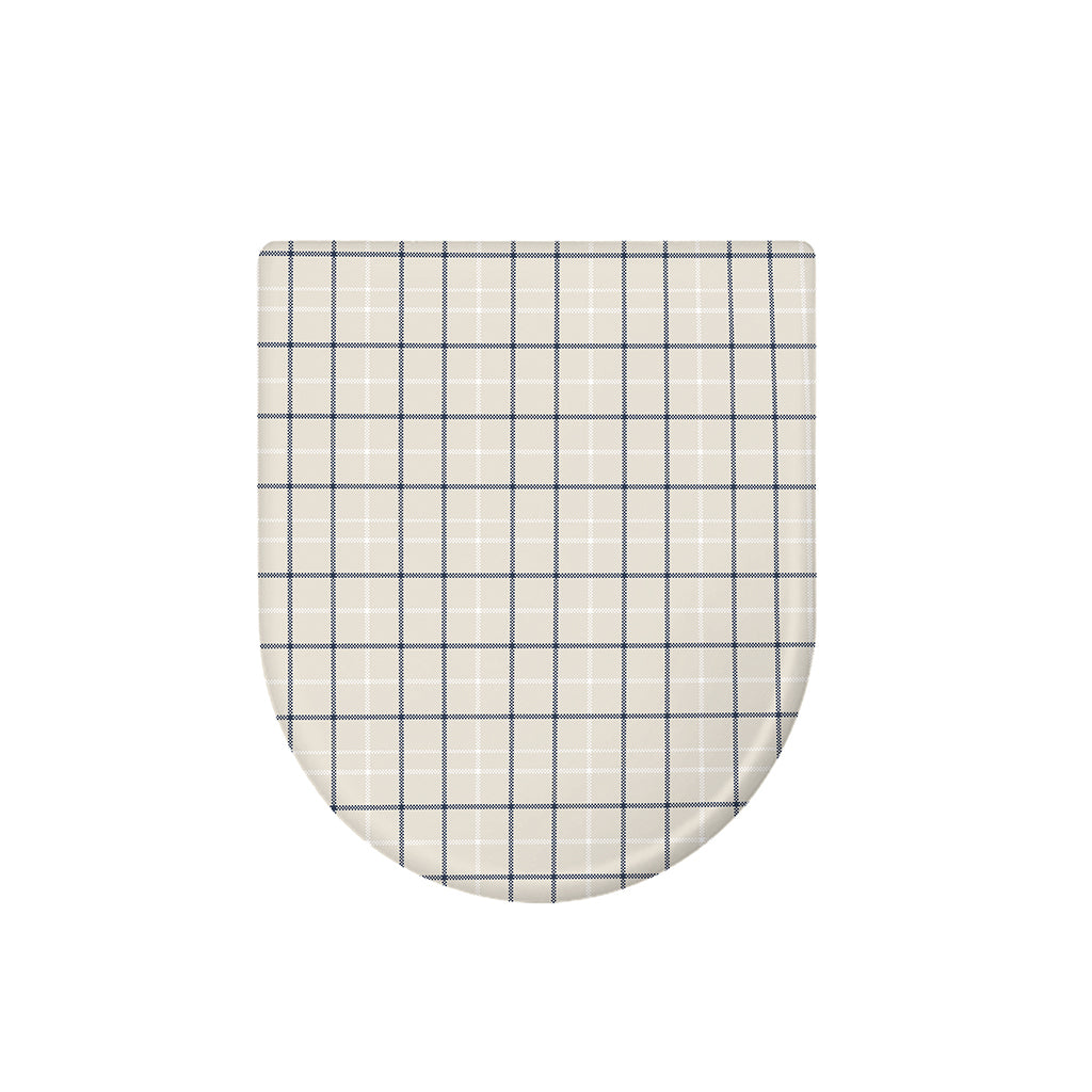 Beige Tattersall Pattern Print Toilet Lid Cover