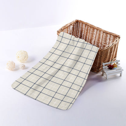 Beige Tattersall Pattern Print Towel