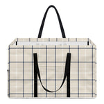 Beige Tattersall Pattern Print Utility Tote Bag