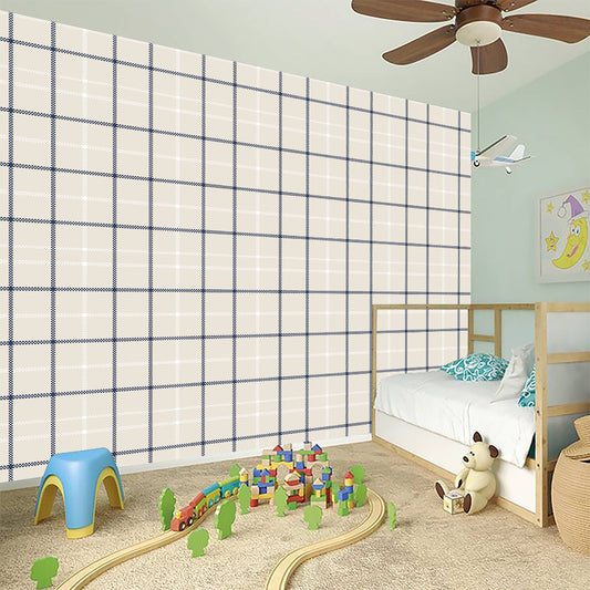 Beige Tattersall Pattern Print Wall Sticker