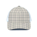 Beige Tattersall Pattern Print White Mesh Trucker Hat