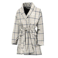 Beige Tattersall Pattern Print Women's Bathrobe