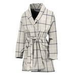 Beige Tattersall Pattern Print Women's Bathrobe