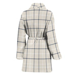 Beige Tattersall Pattern Print Women's Bathrobe