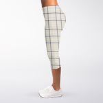 Beige Tattersall Pattern Print Women's Capri Leggings