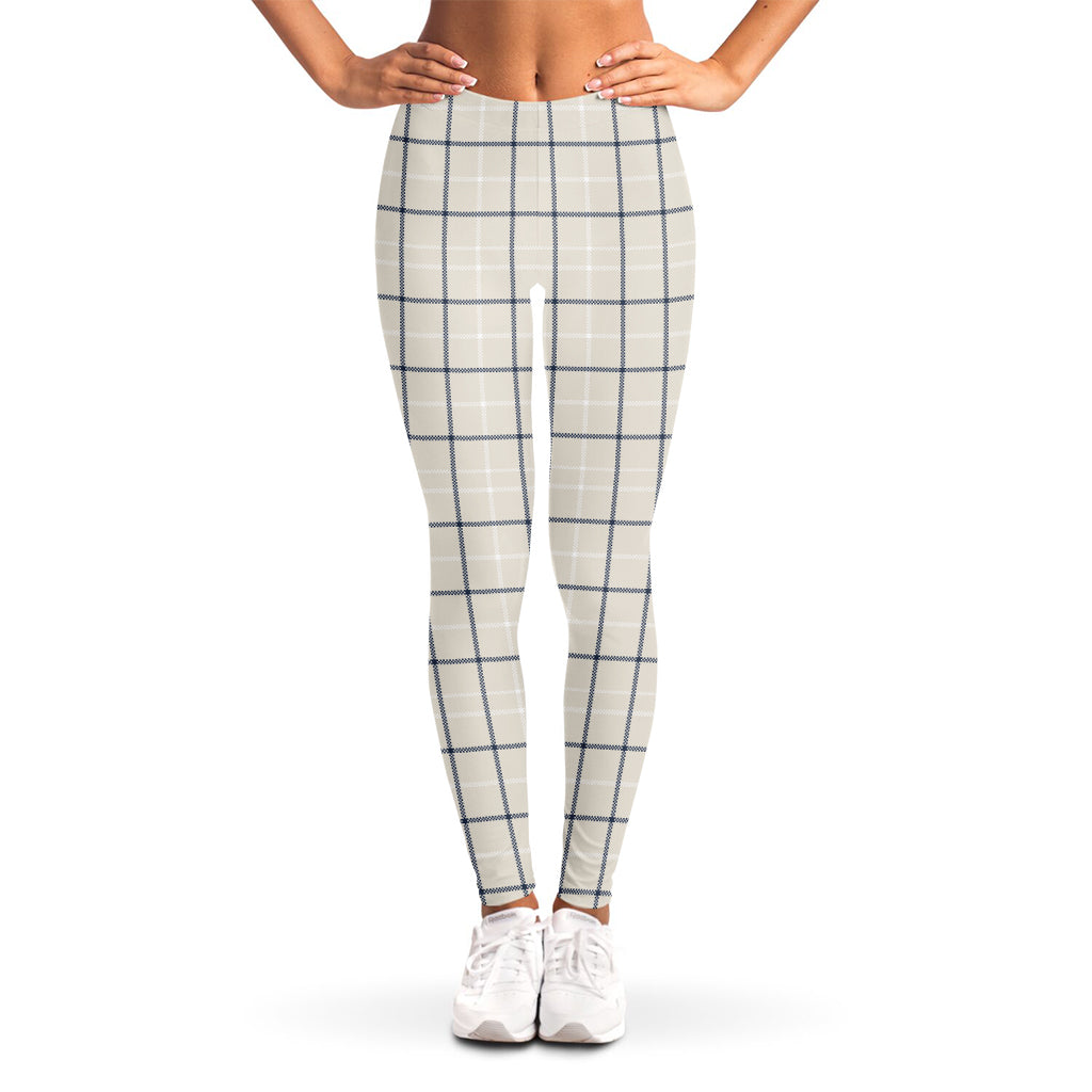 Beige Tattersall Pattern Print Women's Leggings