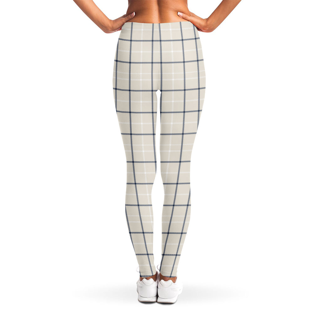 Beige Tattersall Pattern Print Women's Leggings