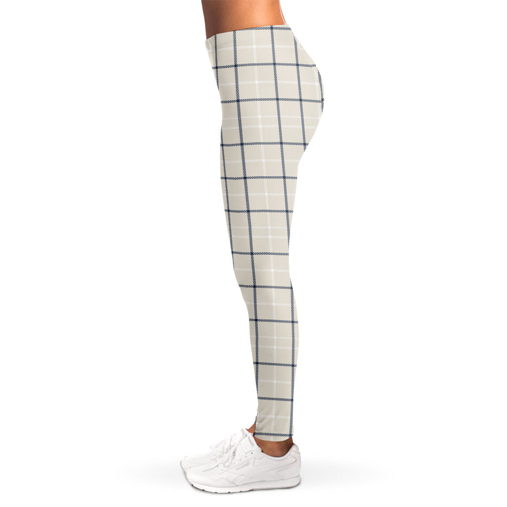 Beige Tattersall Pattern Print Women's Leggings