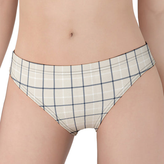 Beige Tattersall Pattern Print Women's Panties