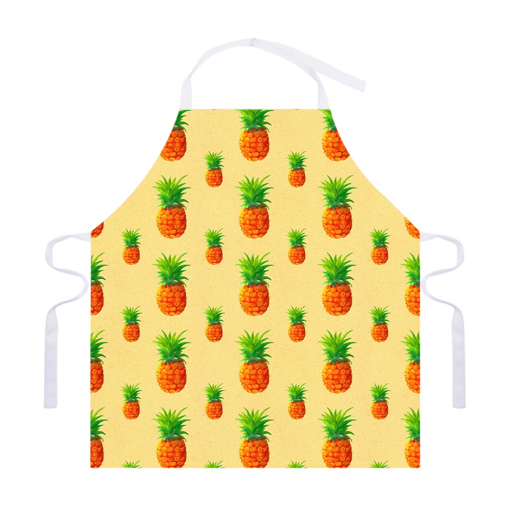 Beige Watercolor Pineapple Pattern Print Adjustable Apron
