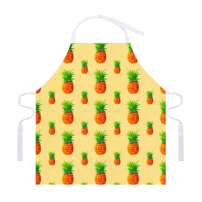 Beige Watercolor Pineapple Pattern Print Adjustable Apron